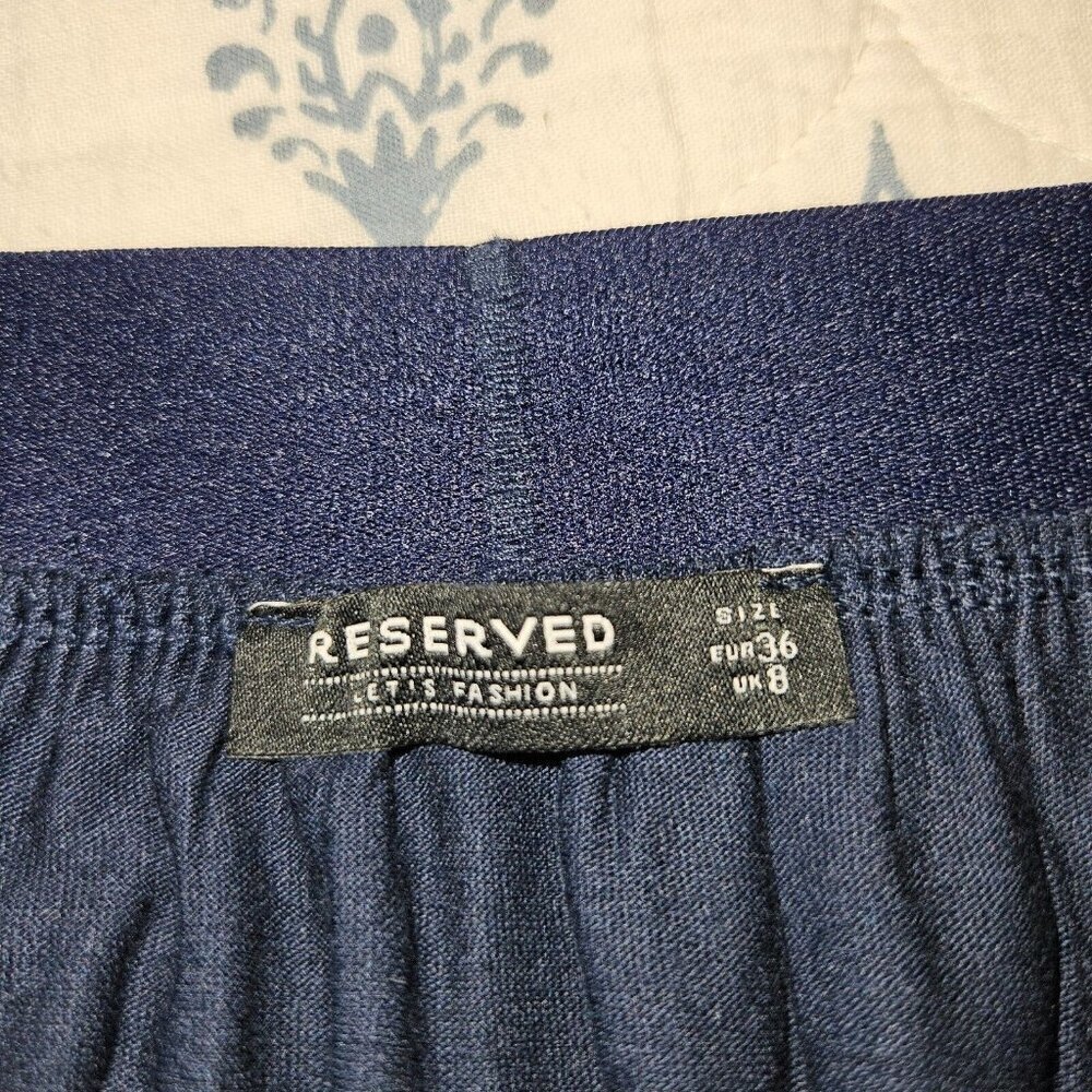 Reserved Navy Embroidered Floral Tulle Midi Skirt S - Picture 10 of 14